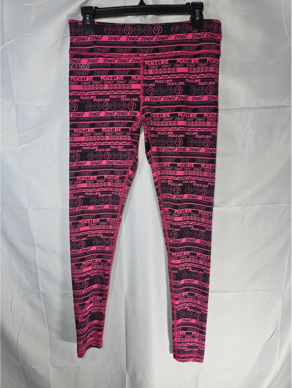 Zumba Wear Pink & Black Peace Love Zumba Printed Leggings Size M